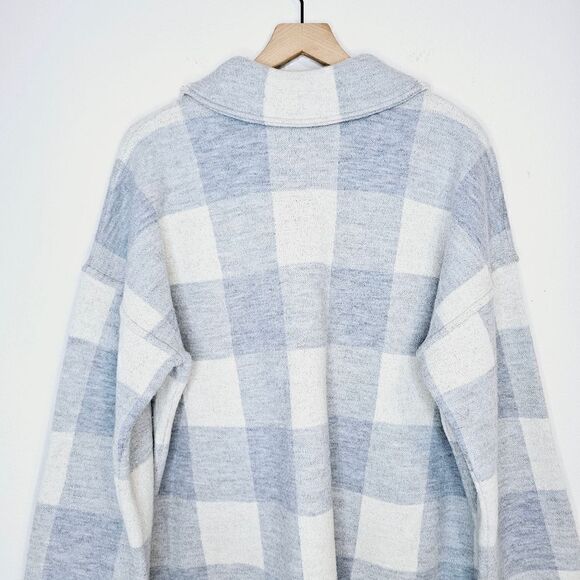 New! Madewell Boiled Wool Half-Zip Popover Sweater Buffalo Check Shacket Jacket - Picture 7 of 14